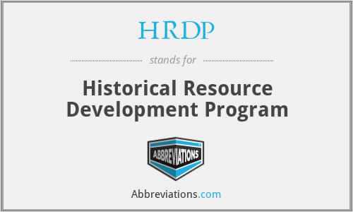 HRDP - Historical Resource Development Program