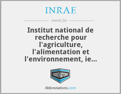 INRAE - Institut national de recherche pour l'agriculture, l'alimentation et l'environnement, ie National Research Institute for Agriculture, Food and the Environment