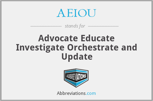 AEIOU - Advocate Educate Investigate Orchestrate and Update