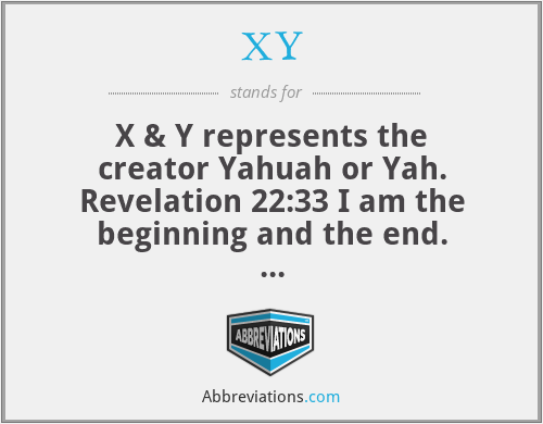 XY - X & Y represents the creator Yahuah or Yah.
Revelation 22:33 I am the beginning and the end.

Y symbolizes Yah the creator[AlephYAH] from the beginning and X is also the last letter in the ancient Hebrew Tau or end. Therefore he is the beginning [Y]and end [X].