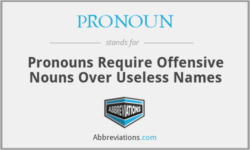 PRONOUN - Pronouns Require Offensive Nouns Over Useless Names