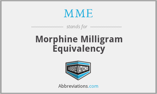 MME - Morphine Milligram Equivalency