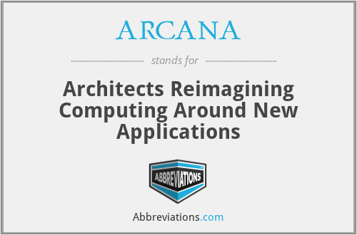ARCANA - Architects Reimagining Computing Around New Applications