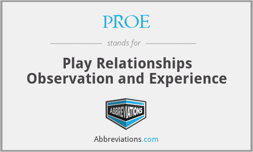 PROE - Play Relationships Observation and Experience