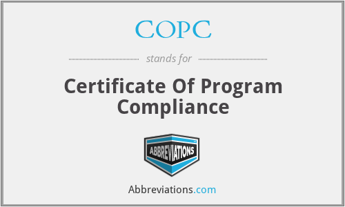 COPC - Certificate Of Program Compliance
