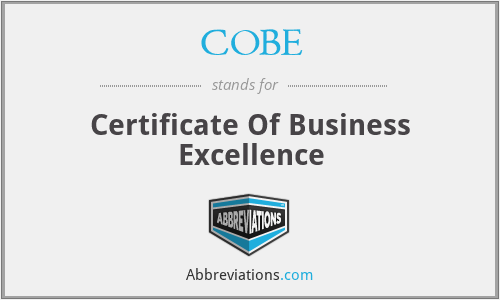 COBE - Certificate Of Business Excellence