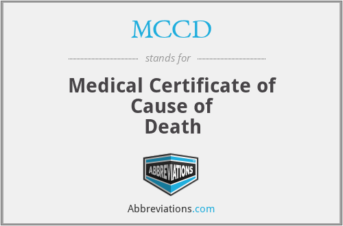 MCCD - Medical Certificate of Cause of
Death