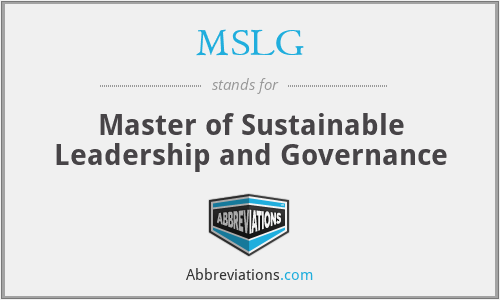 MSLG - Master of Sustainable Leadership and Governance