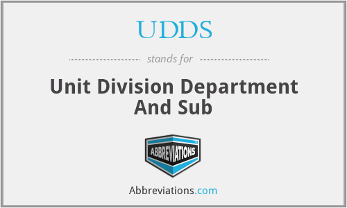 UDDS - Unit Division Department And Sub