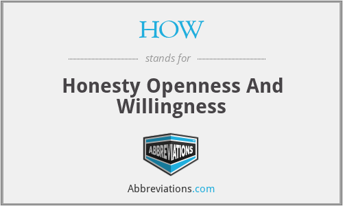 HOW - Honesty Openness And Willingness