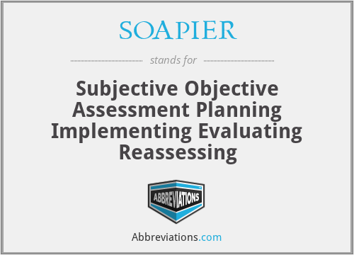SOAPIER - Subjective Objective Assessment Planning Implementing Evaluating Reassessing