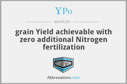 YP0 - grain Yield achievable with zero additional Nitrogen fertilization