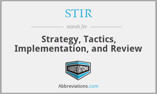 STIR - Strategy, Tactics, Implementation, and Review