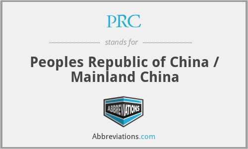 PRC - Peoples Republic of China / Mainland China