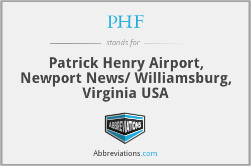 PHF - Patrick Henry Airport, Newport News/ Williamsburg, Virginia USA