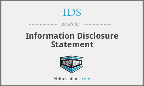 IDS - Information Disclosure Statement