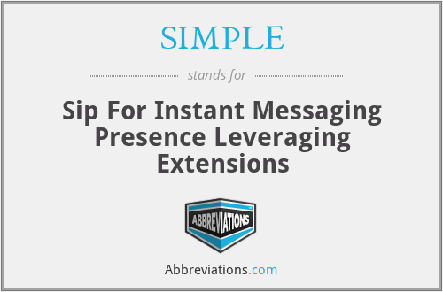 SIMPLE - Sip For Instant Messaging Presence Leveraging Extensions