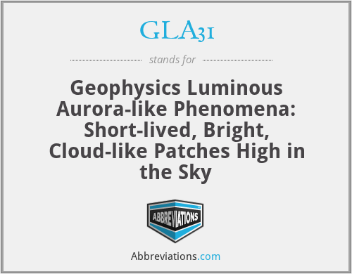 GLA31 - Geophysics Luminous Aurora-like Phenomena: Short-lived, Bright, Cloud-like Patches High in the Sky