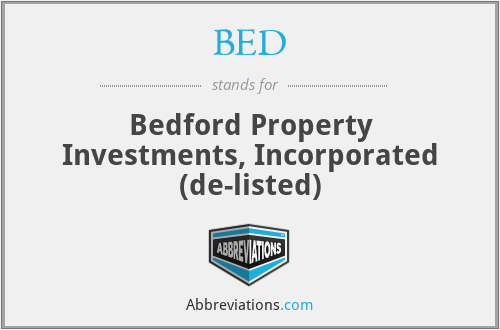 BED - Bedford Property Investments, Incorporated (de-listed)
