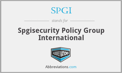 SPGI - Spgisecurity Policy Group International