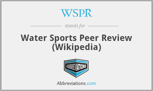 WSPR - Water Sports Peer Review (Wikipedia)