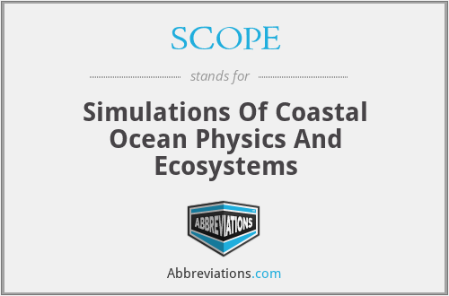 SCOPE - Simulations Of Coastal Ocean Physics And Ecosystems