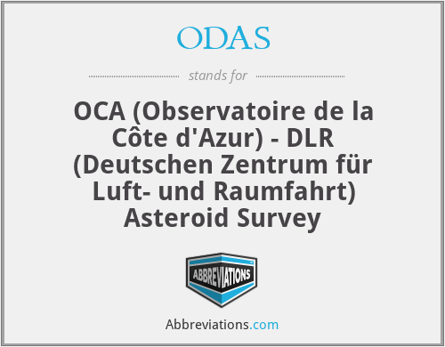 ODAS - OCA (Observatoire de la Côte d'Azur) - DLR (Deutschen Zentrum für Luft- und Raumfahrt) Asteroid Survey