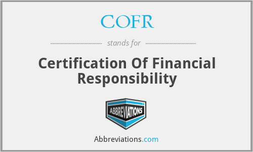 COFR - Certification Of Financial Responsibility