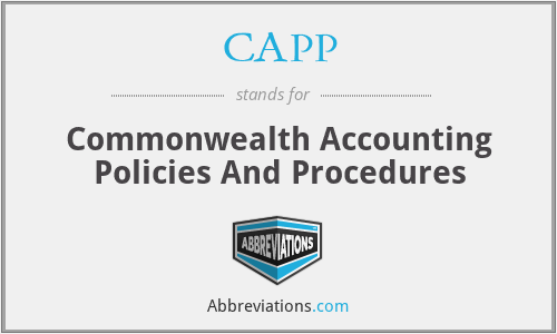 CAPP - Commonwealth Accounting Policies And Procedures