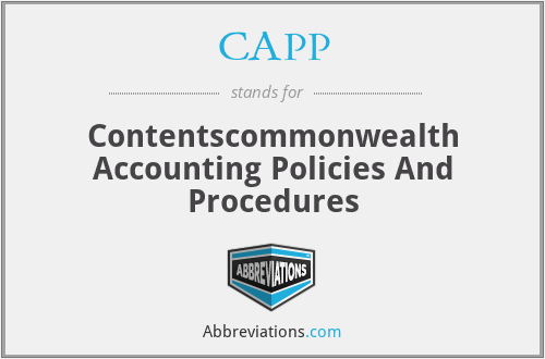 CAPP - Contentscommonwealth Accounting Policies And Procedures