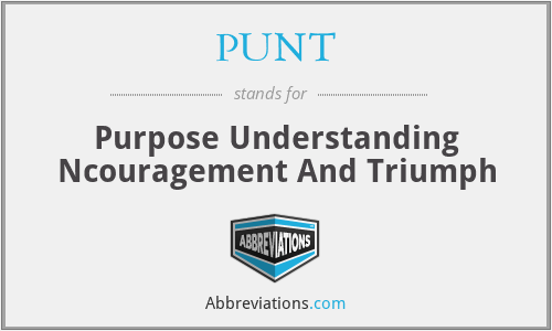 PUNT - Purpose Understanding Ncouragement And Triumph