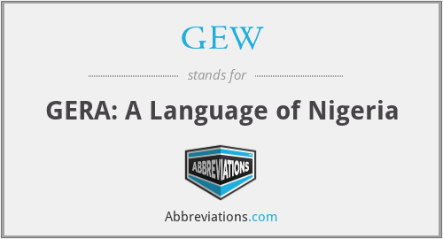 GEW - GERA: A Language of Nigeria