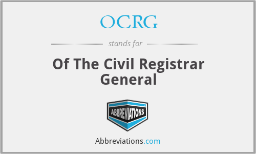 OCRG - Of The Civil Registrar General