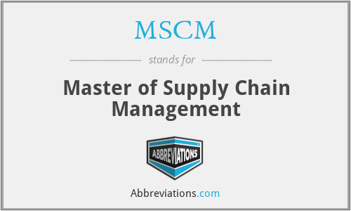 MSCM - Master of Supply Chain Management