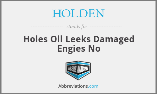 HOLDEN - Holes Oil Leeks Damaged Engies No