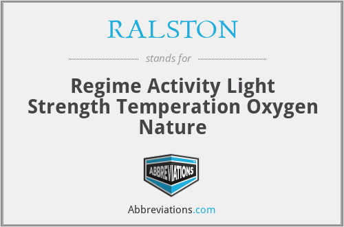 RALSTON - Regime Activity Light Strength Temperation Oxygen Nature