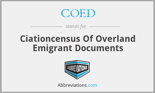 COED - Ciationcensus Of Overland Emigrant Documents