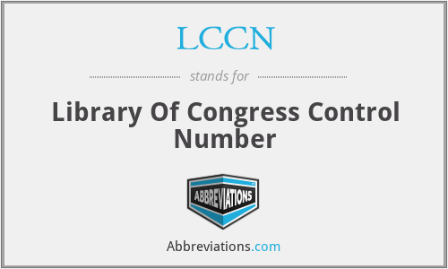 LCCN - Library Of Congress Control Number