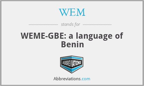 WEM - WEME-GBE: a language of Benin