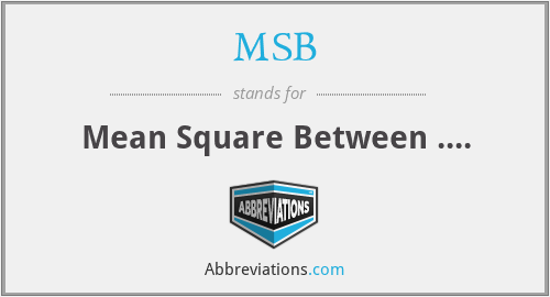 MSB - Mean Square Between ....