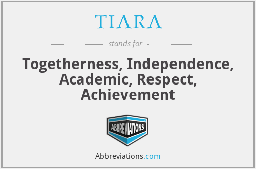 TIARA - Togetherness, Independence, Academic, Respect, Achievement