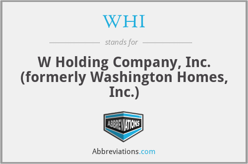 WHI - W Holding Company, Inc. (formerly Washington Homes, Inc.)