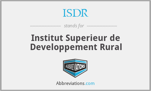 ISDR - Institut Superieur de Developpement Rural