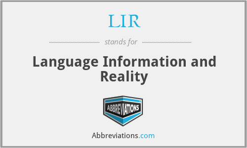 LIR - Language Information and Reality