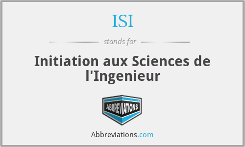 ISI - Initiation aux Sciences de l'Ingenieur