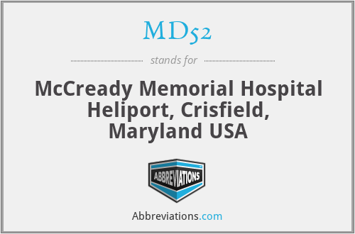 MD52 - McCready Memorial Hospital Heliport, Crisfield, Maryland USA