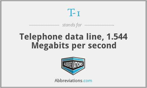 T-1 - Telephone data line, 1.544 Megabits per second