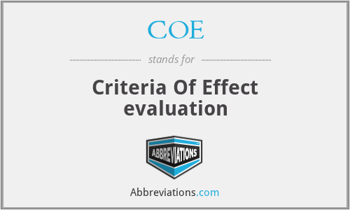 COE - Criteria Of Effect evaluation