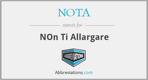 NOTA - NOn Ti Allargare