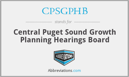 CPSGPHB - Central Puget Sound Growth Planning Hearings Board